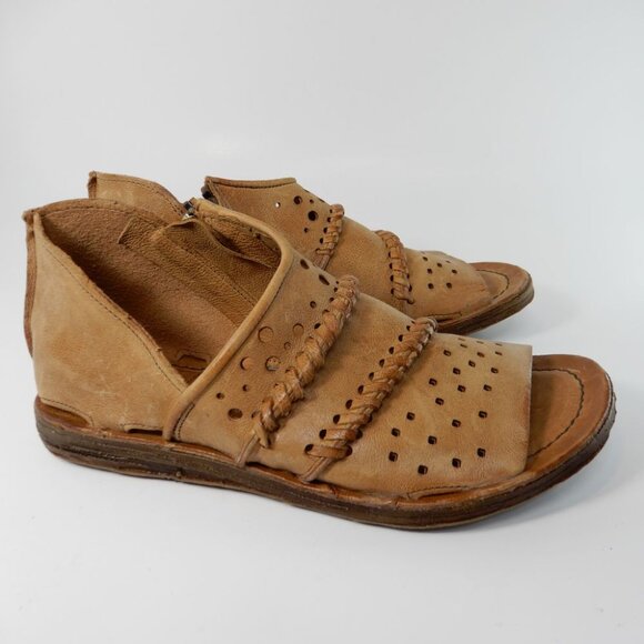 A.S.98 Reign Boho Flat Sandals Size 37 6.5 7 Camel Brown Leather NEW $250 - Picture 3 of 14